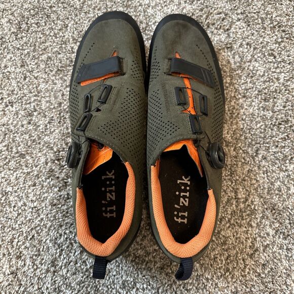 Fizik X5 Terra Suede Men's MTB Bike Shoes Green/Orange Fluo Men’s Size 11.5 - Picture 3 of 8